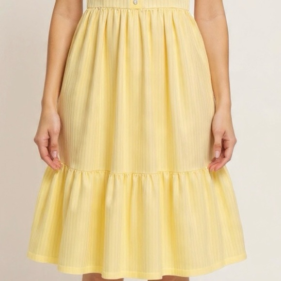 Ribbed Tank Midi Dress – Adjustable Straps – Flowy Dress - Yellow - Size Large - Picture 4 of 4